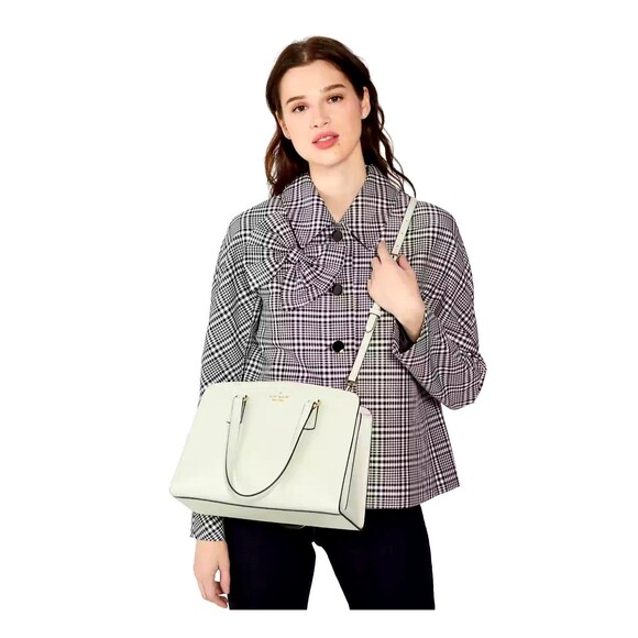 New Kate Spade Perry Medium Satchel Saffiano Leather Light Olive - Picture 2 of 5